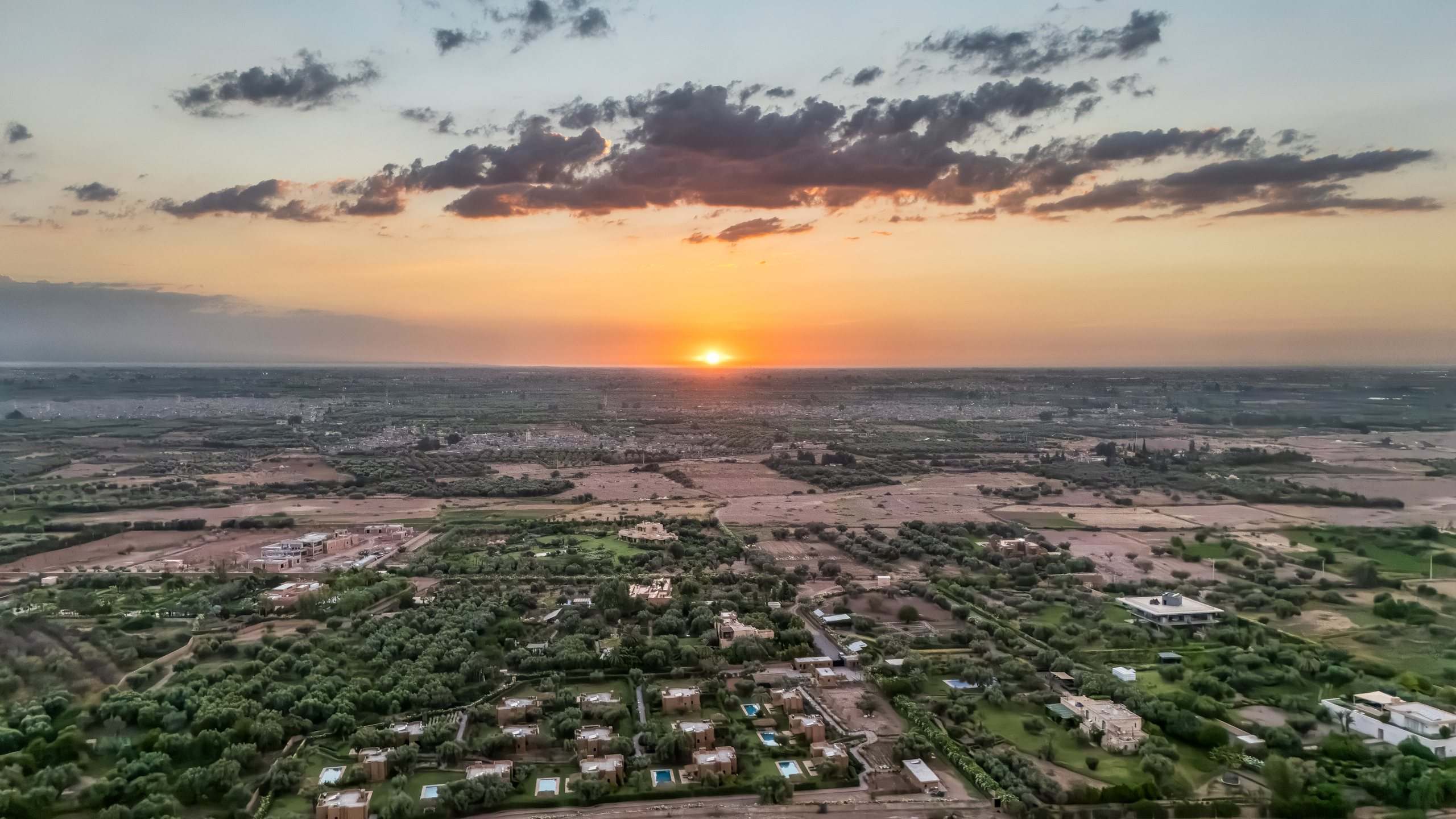 Coucher de soleil sur la campagne de Marrakech